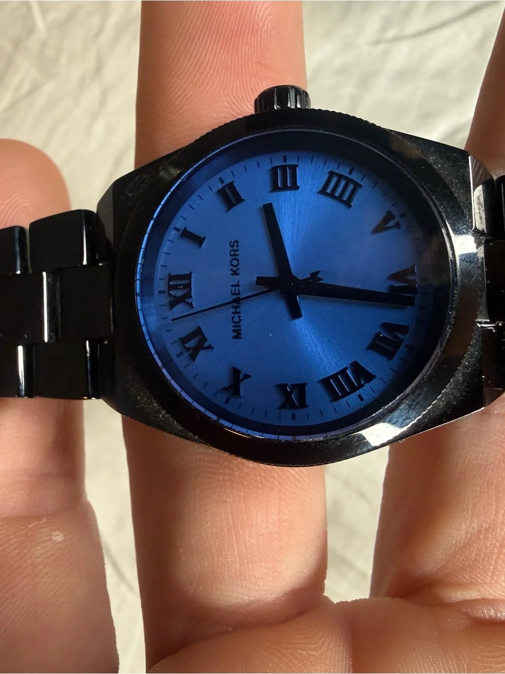 Michael Kors Black Bracelet Watch with Blue Sunray Dial